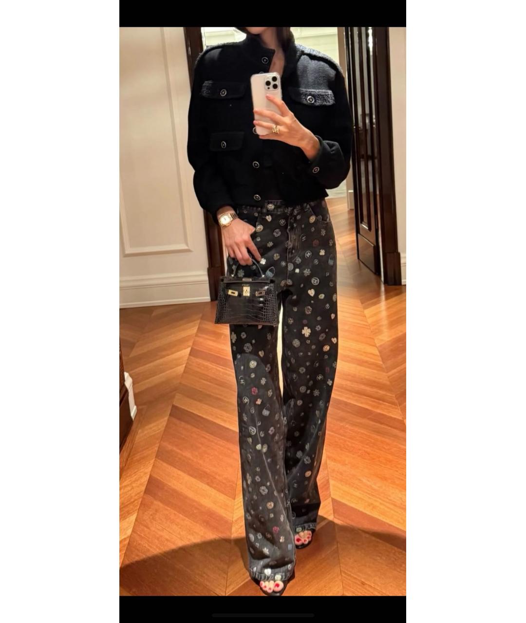 CHANEL Черные хлопковые прямые джинсы, фото 6