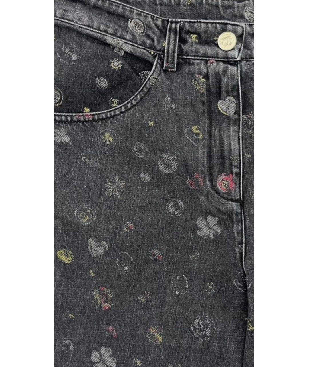 CHANEL Черные хлопковые прямые джинсы, фото 3