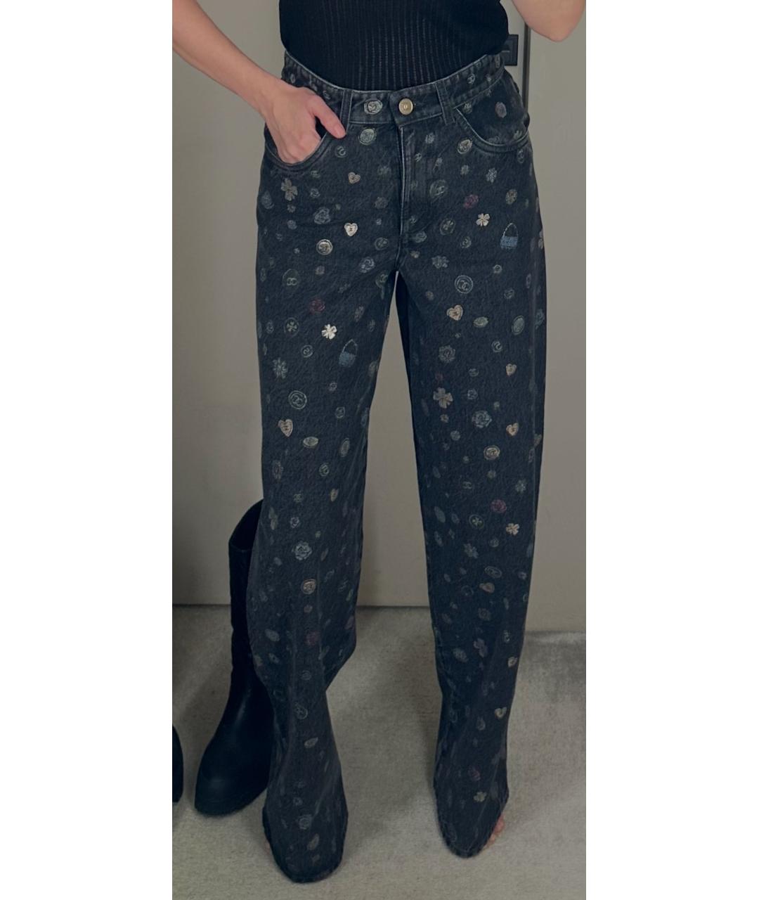 CHANEL Черные хлопковые прямые джинсы, фото 4