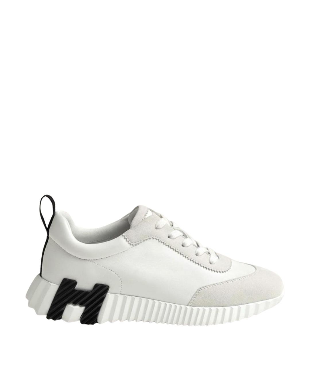 HERMES Белые кожаные кроссовки, фото 1