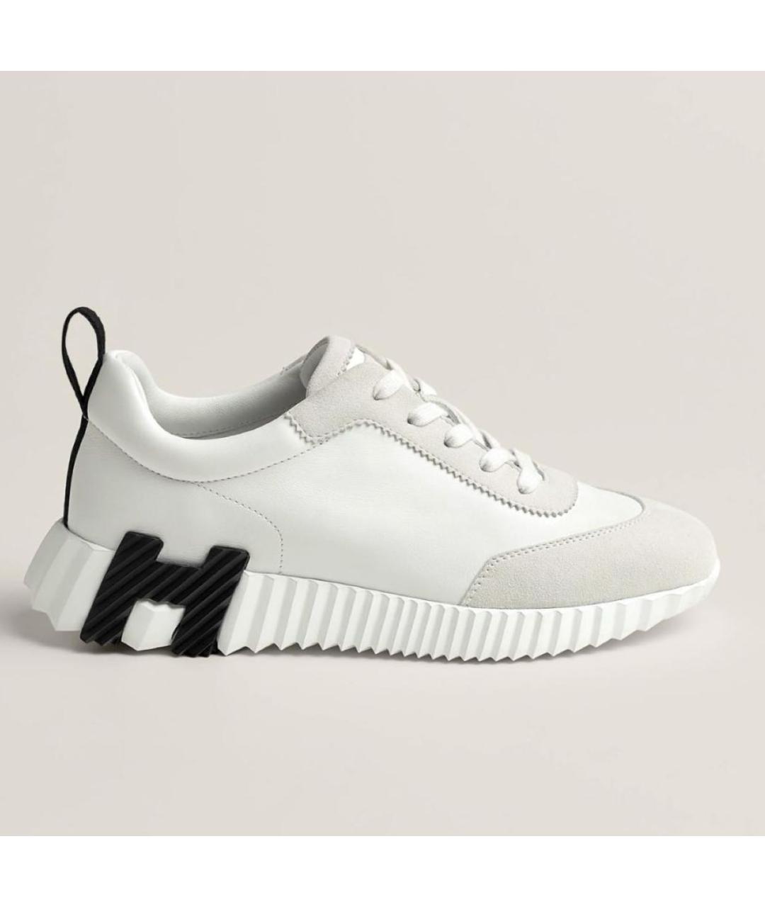 HERMES Белые кожаные кроссовки, фото 4