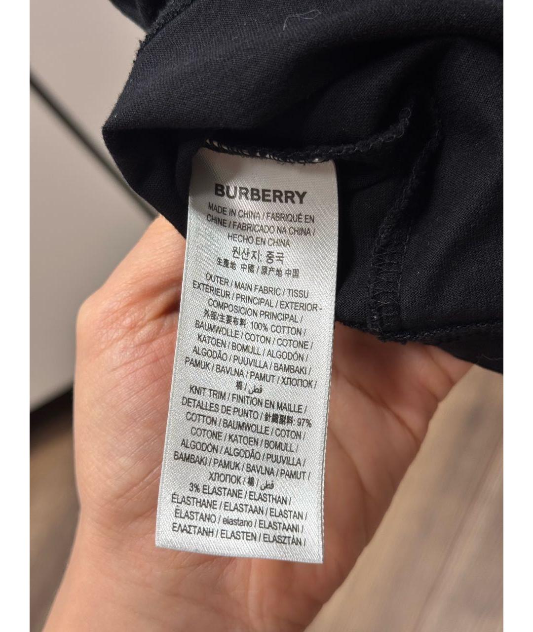 BURBERRY Черная хлопковая футболка, фото 5