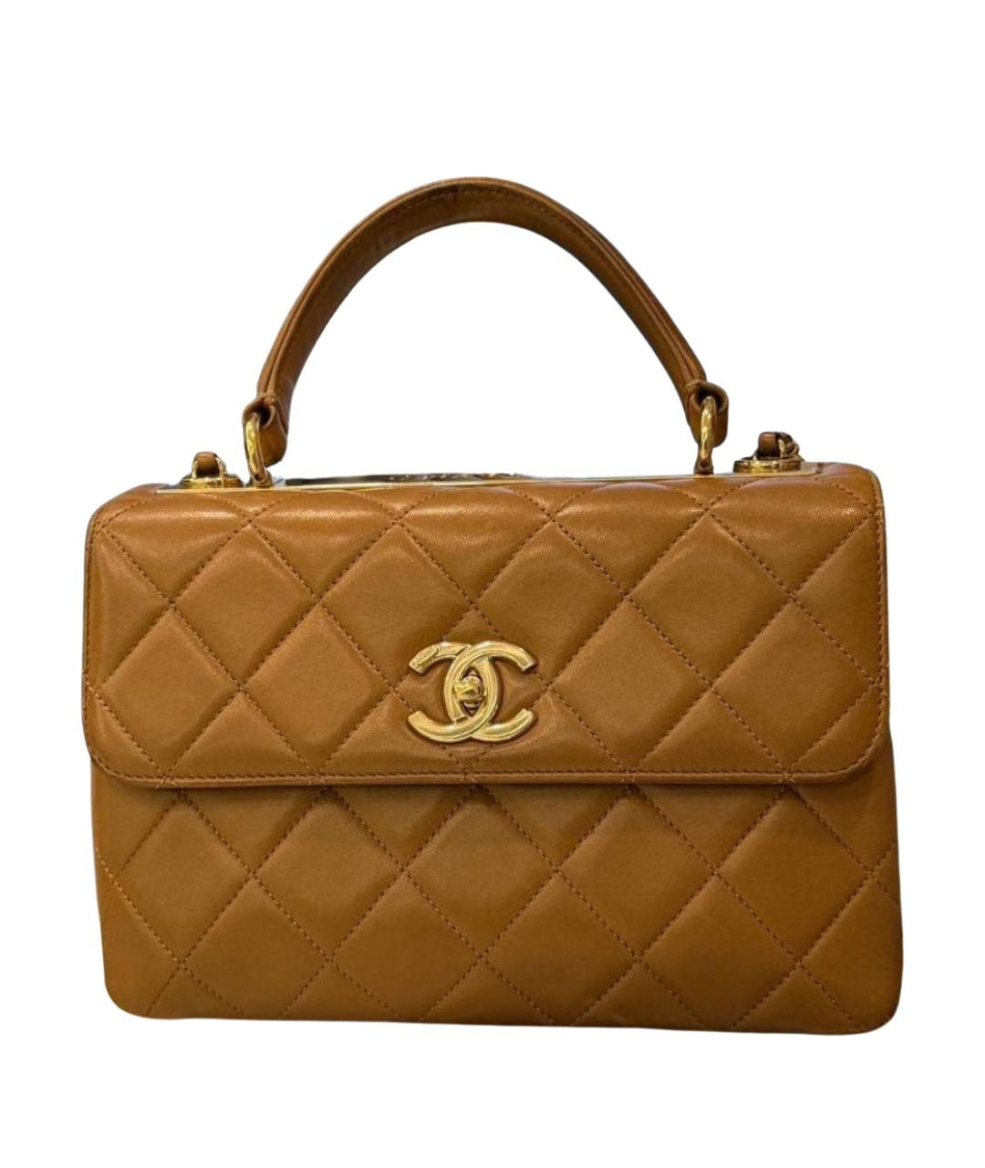 CHANEL Коричневая кожаная сумка с короткими ручками, фото 1