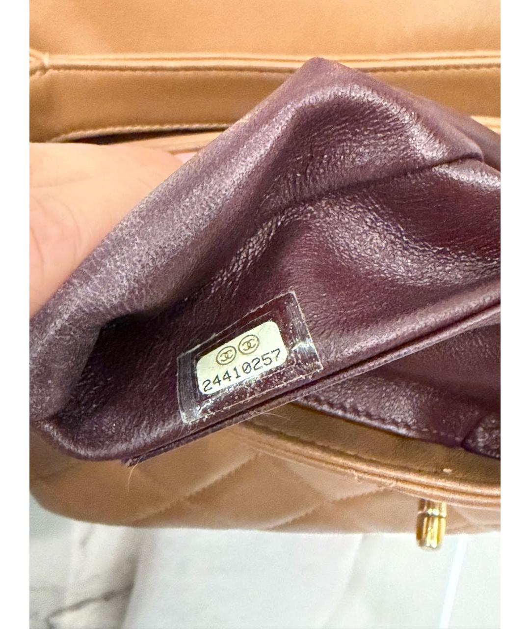 CHANEL Коричневая кожаная сумка с короткими ручками, фото 7