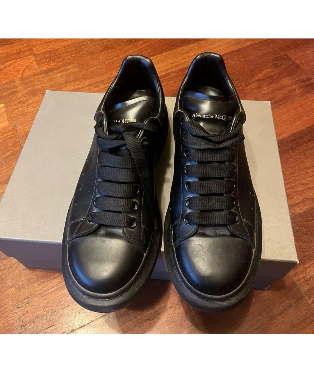 ALEXANDER MCQUEEN Черные кожаные низкие кроссовки / кеды, фото 3