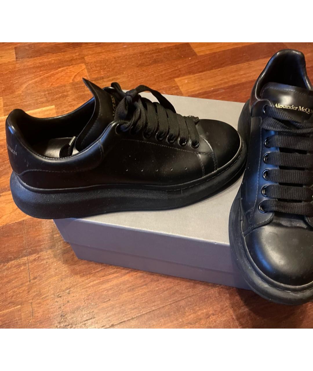 ALEXANDER MCQUEEN Черные кожаные низкие кроссовки / кеды, фото 2