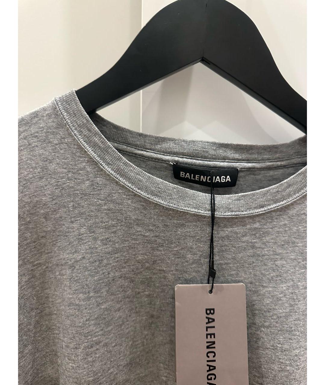 BALENCIAGA Серая хлопковая футболка, фото 6
