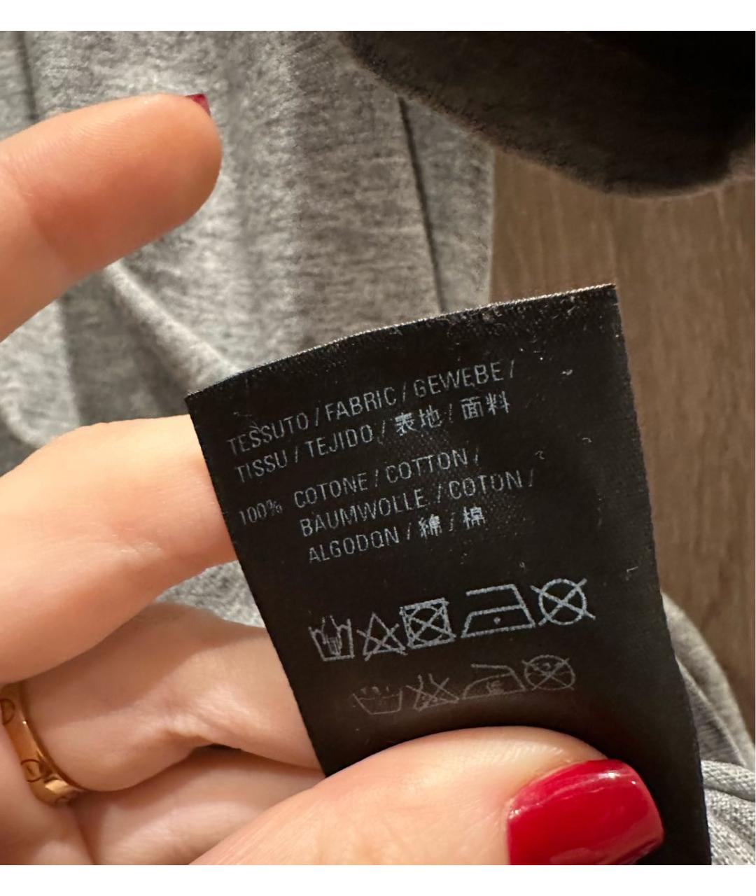 BALENCIAGA Серая хлопковая футболка, фото 8