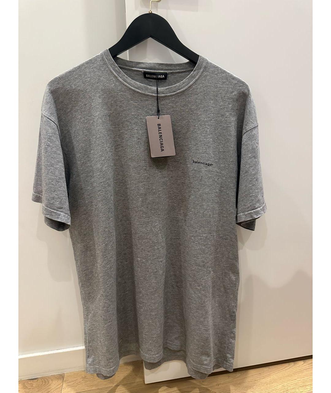 BALENCIAGA Серая хлопковая футболка, фото 5