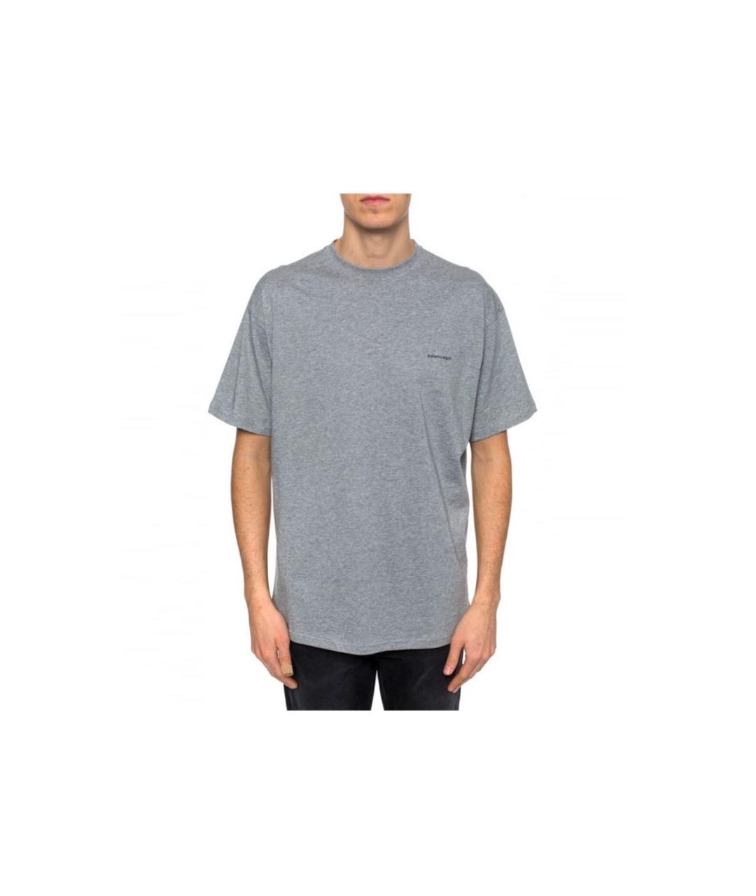 BALENCIAGA Серая хлопковая футболка, фото 2