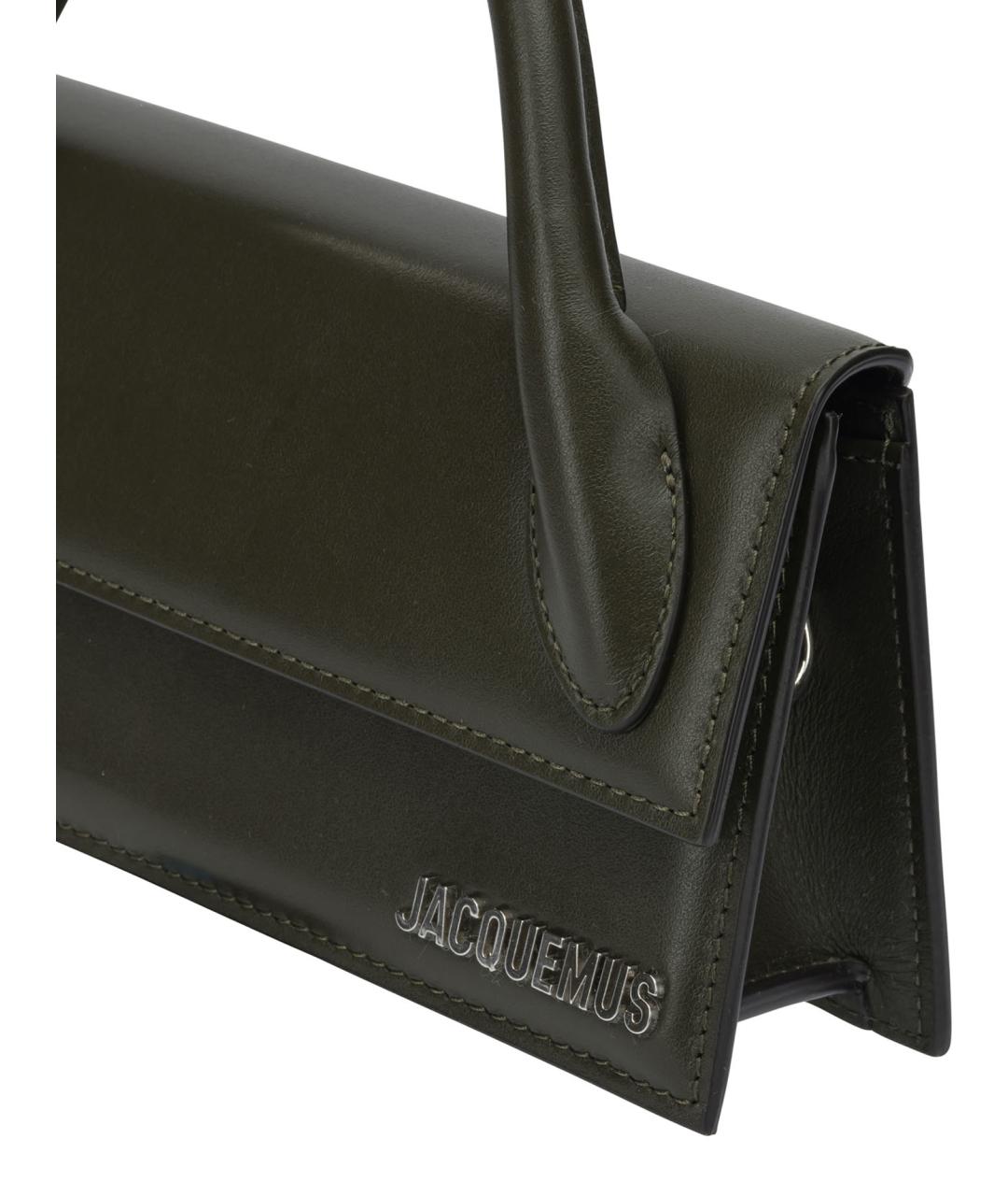 JACQUEMUS Зеленая кожаная сумка с короткими ручками, фото 4