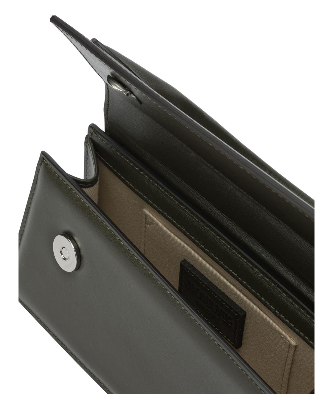 JACQUEMUS Зеленая кожаная сумка с короткими ручками, фото 5