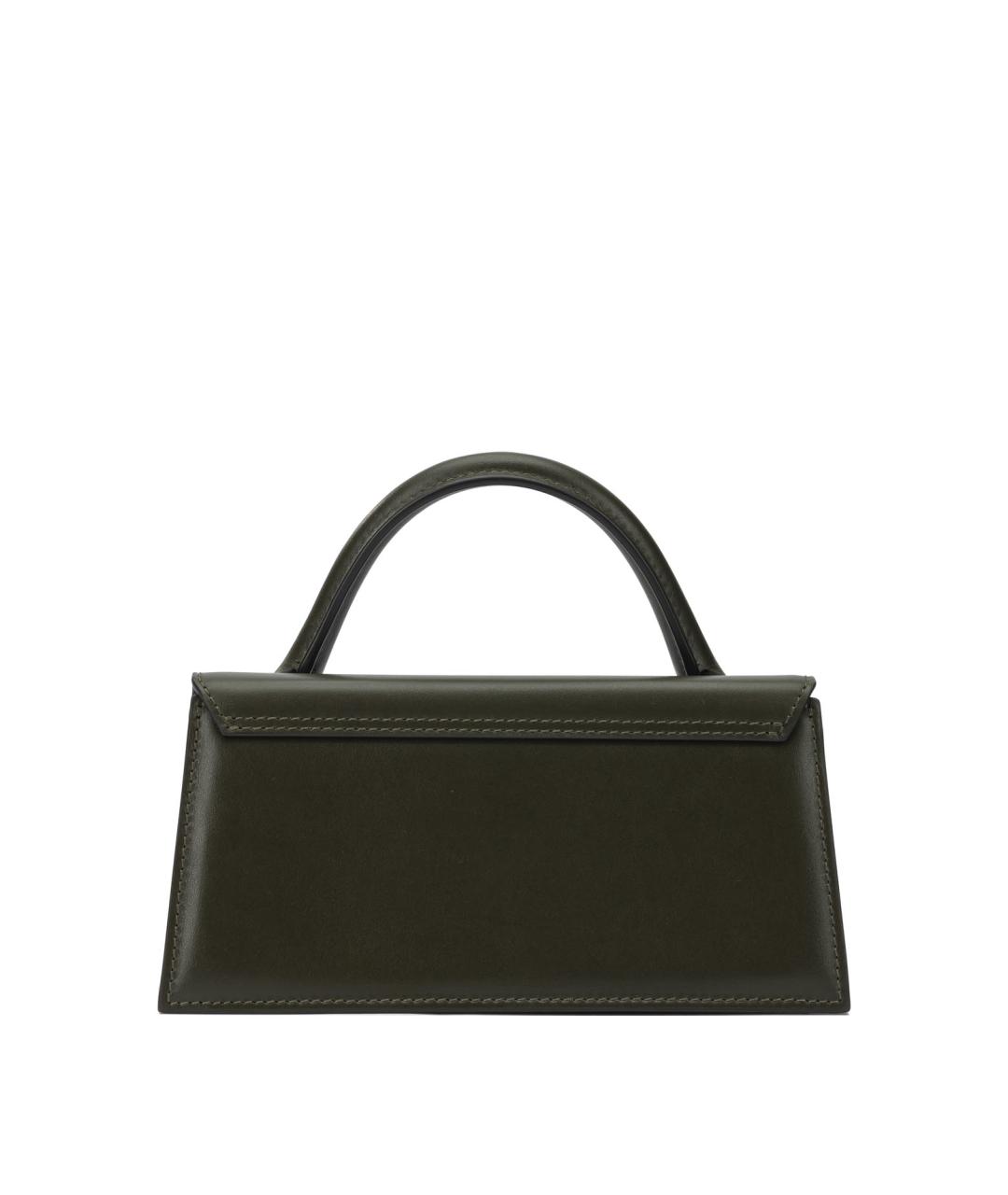 JACQUEMUS Зеленая кожаная сумка с короткими ручками, фото 3