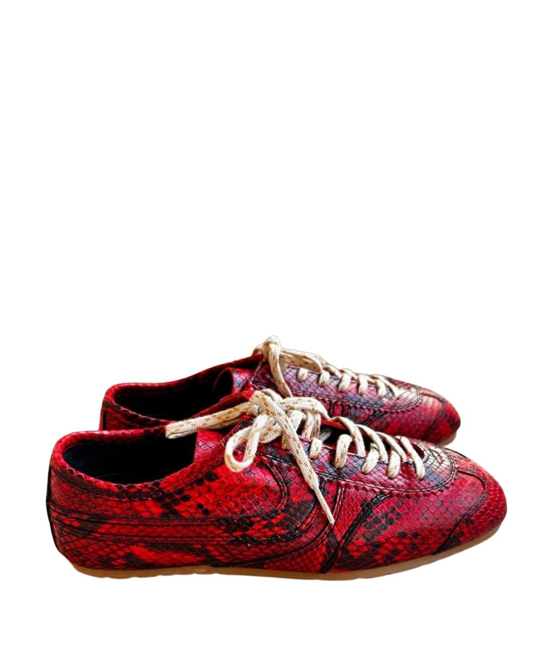 DRIES VAN NOTEN Красные кожаные кеды, фото 1