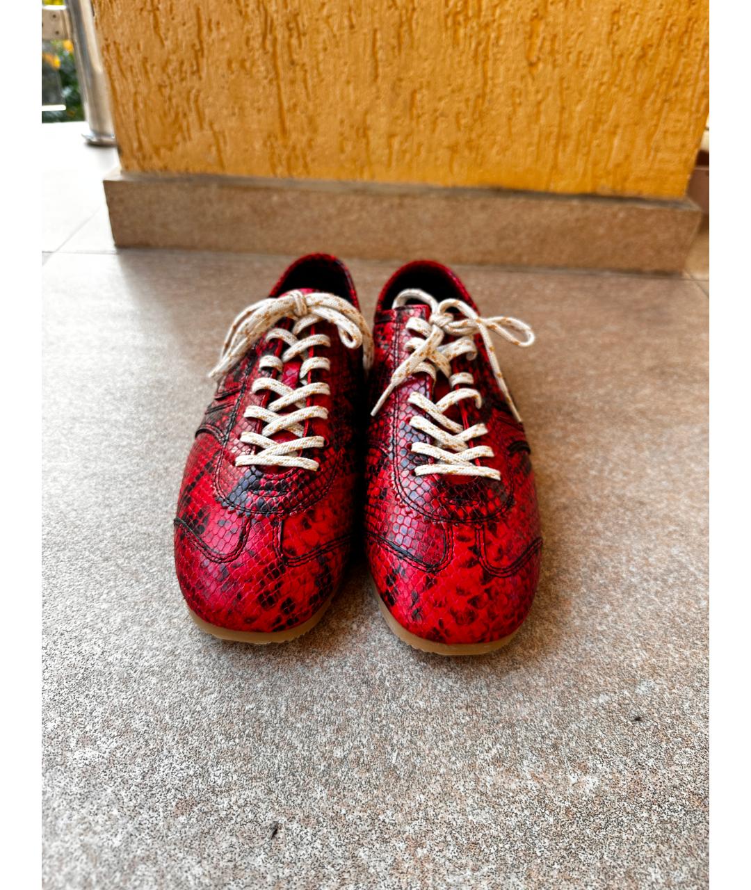 DRIES VAN NOTEN Красные кожаные кеды, фото 2