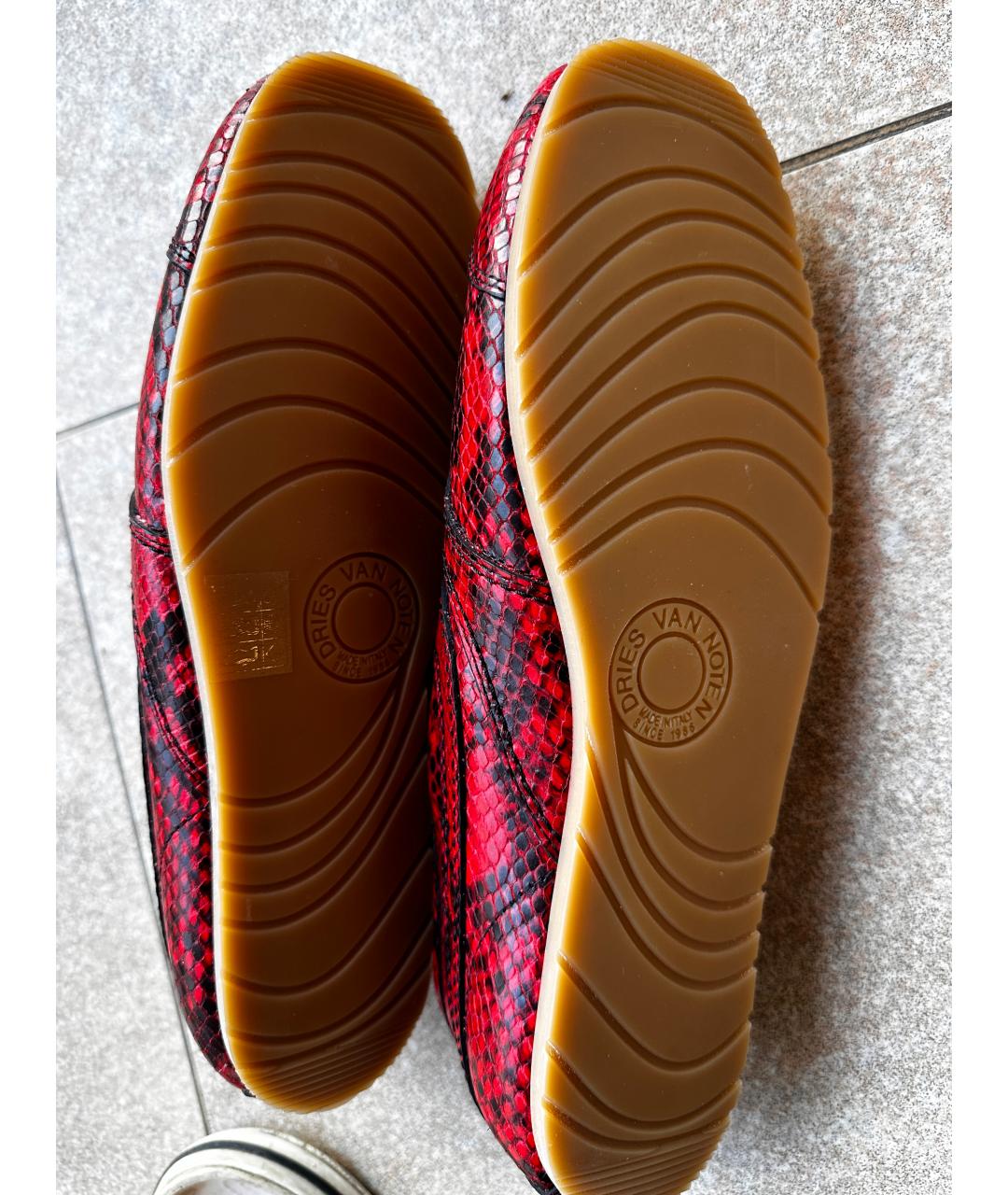 DRIES VAN NOTEN Красные кожаные кеды, фото 4