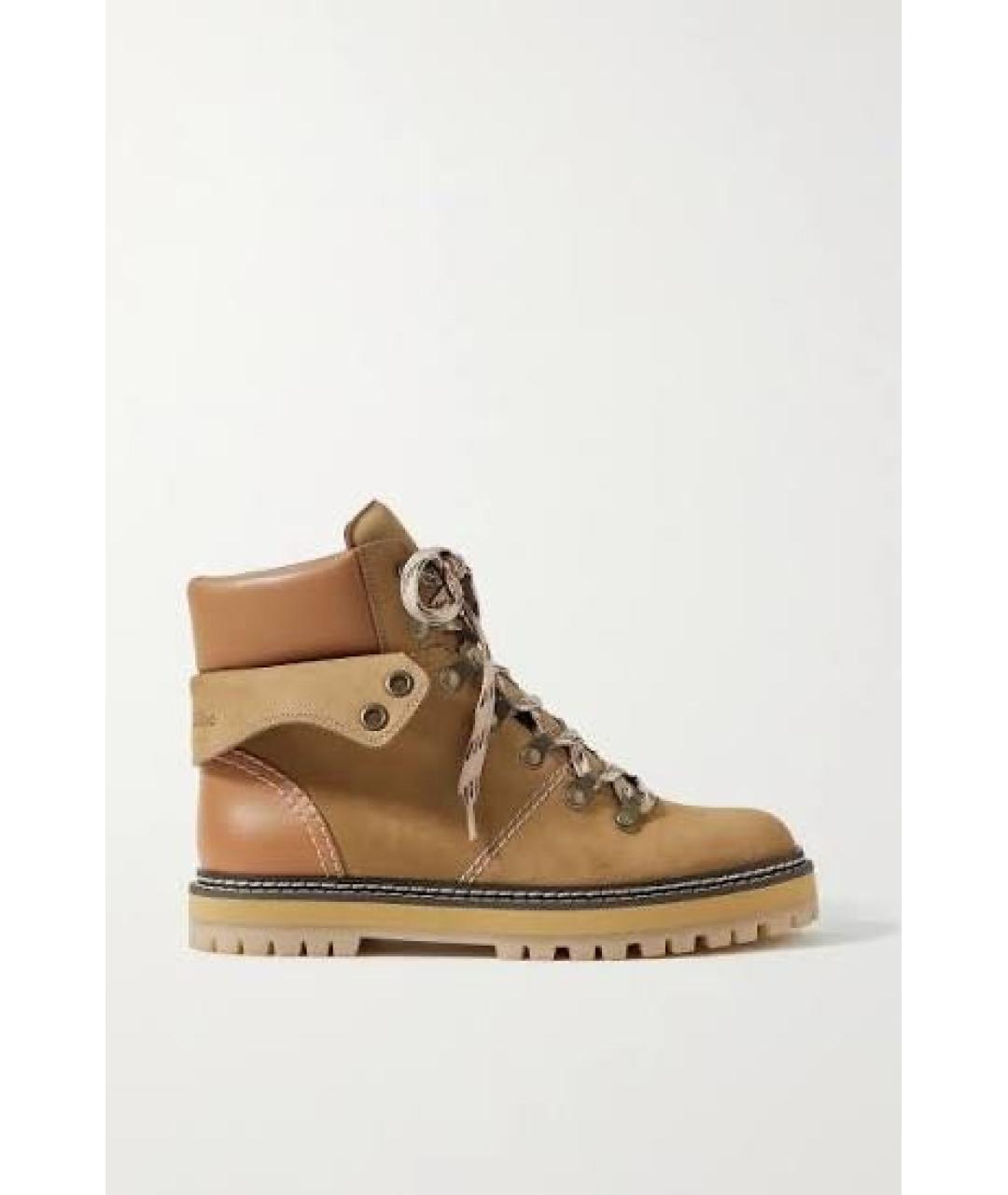 SEE BY CHLOE Бежевые нубуковые ботинки, фото 4