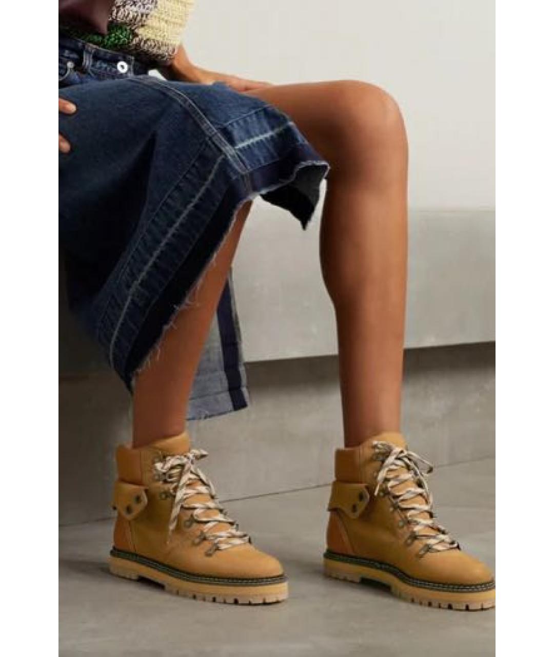 SEE BY CHLOE Бежевые нубуковые ботинки, фото 3