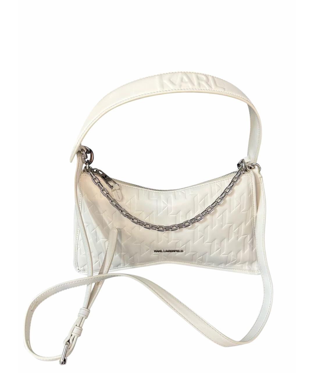 KARL LAGERFELD Белая кожаная сумка через плечо, фото 1