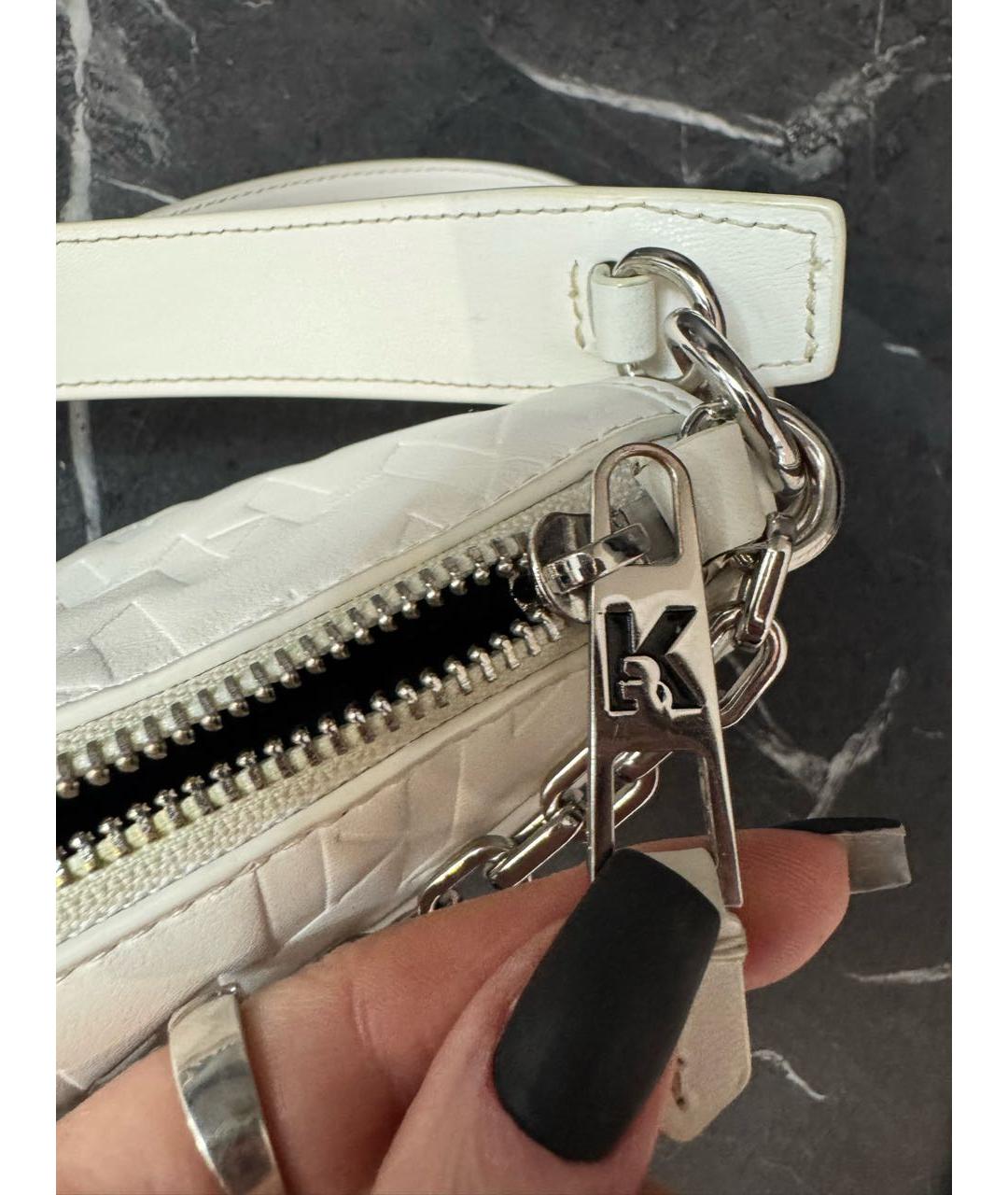 KARL LAGERFELD Белая кожаная сумка через плечо, фото 8