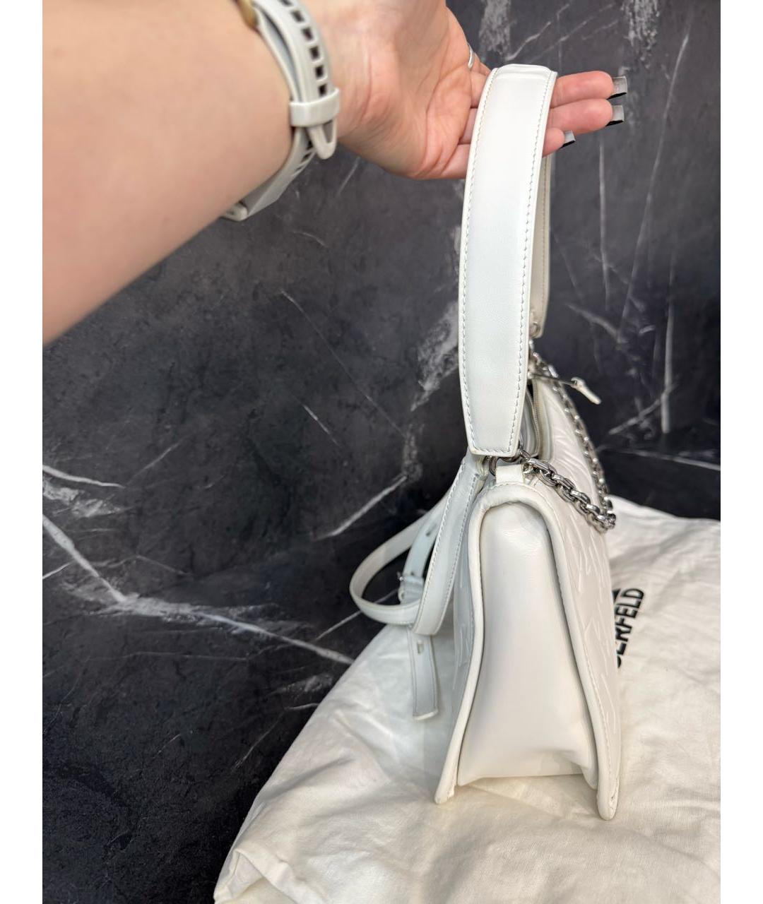 KARL LAGERFELD Белая кожаная сумка через плечо, фото 2