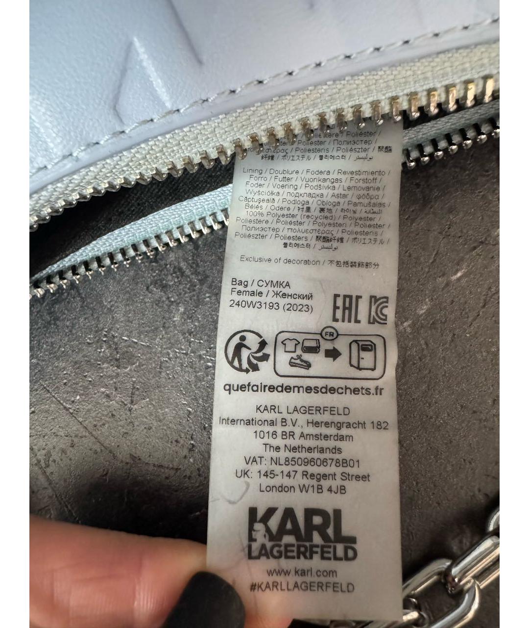 KARL LAGERFELD Голубая кожаная сумка через плечо, фото 6