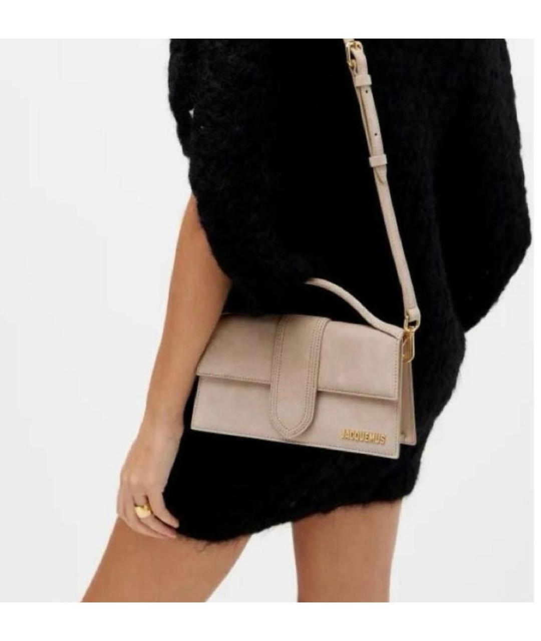 JACQUEMUS Бежевая замшевая сумка через плечо, фото 8