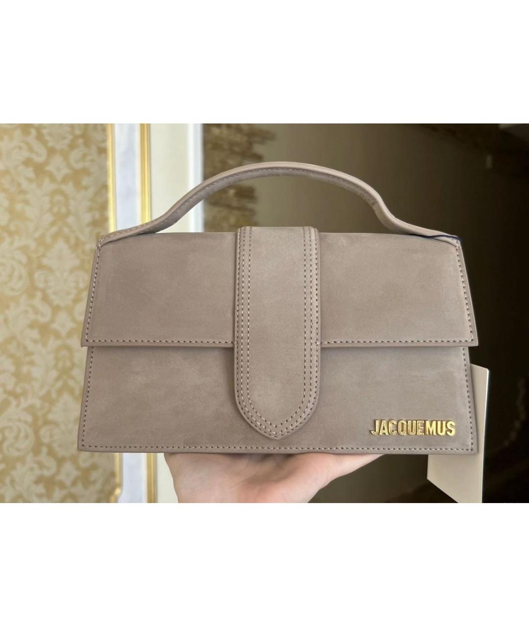 JACQUEMUS Бежевая замшевая сумка через плечо, фото 9