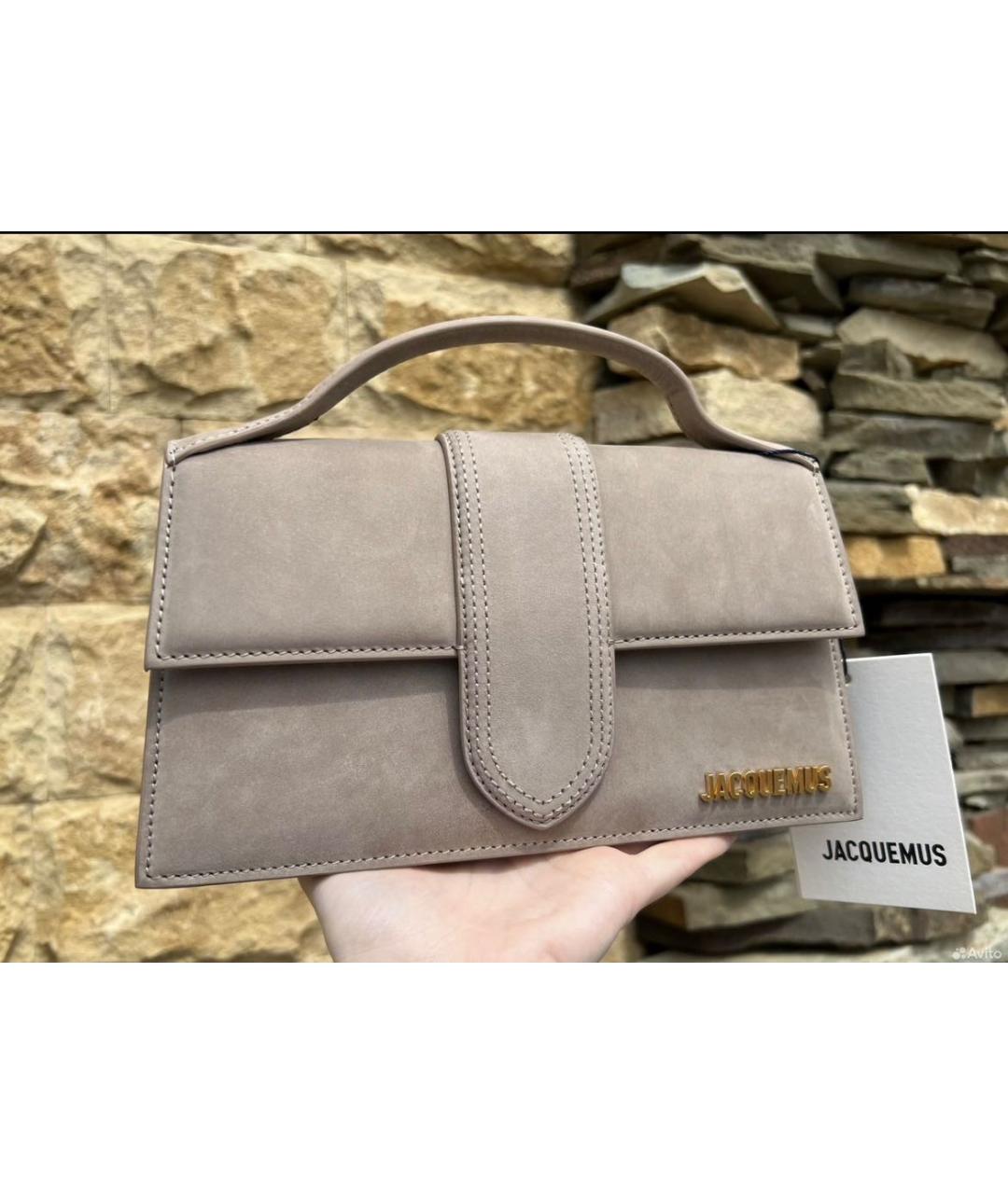 JACQUEMUS Бежевая замшевая сумка через плечо, фото 7