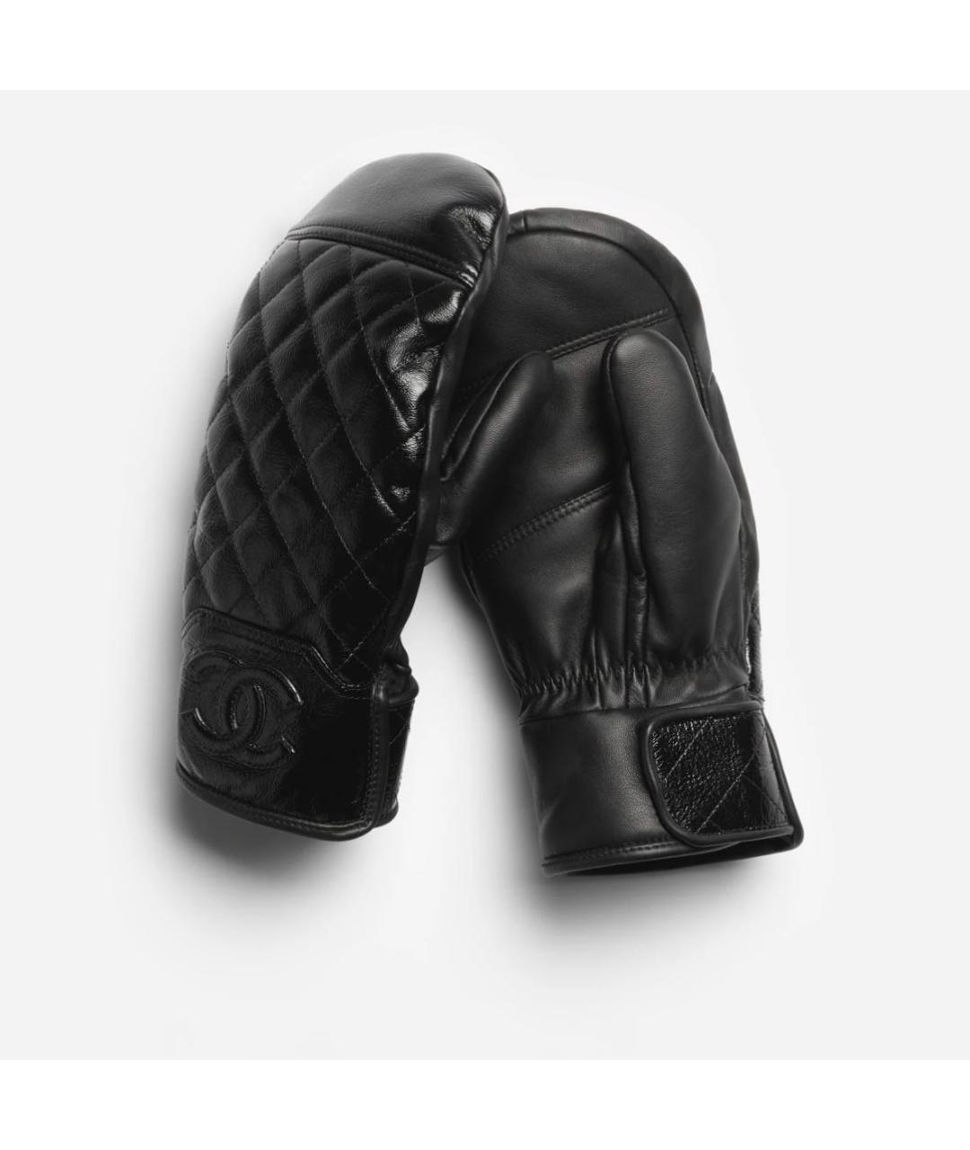 CHANEL Черные кожаные варежки, фото 5