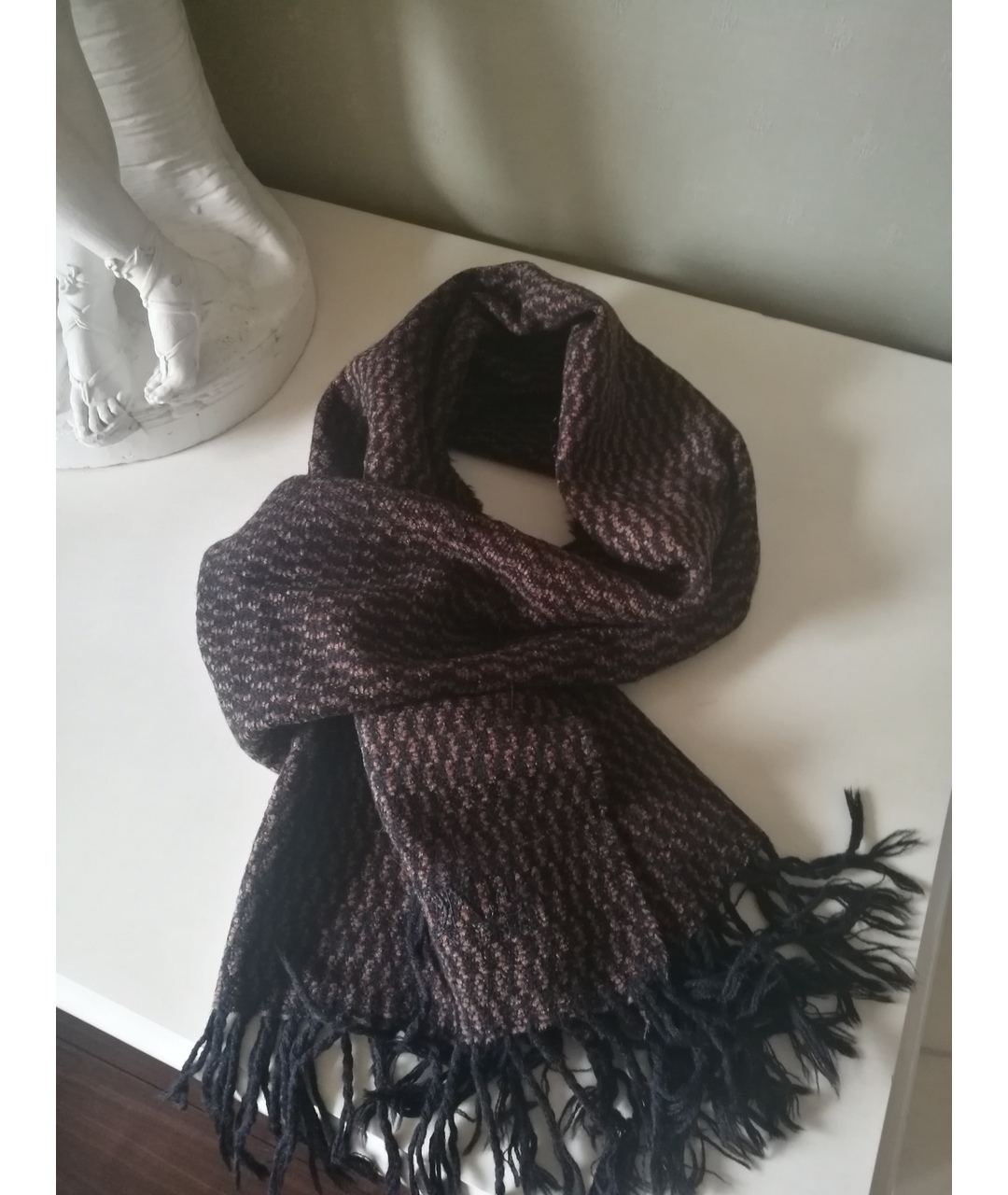 VALENTINO Коричневый шерстяной шарф, фото 5