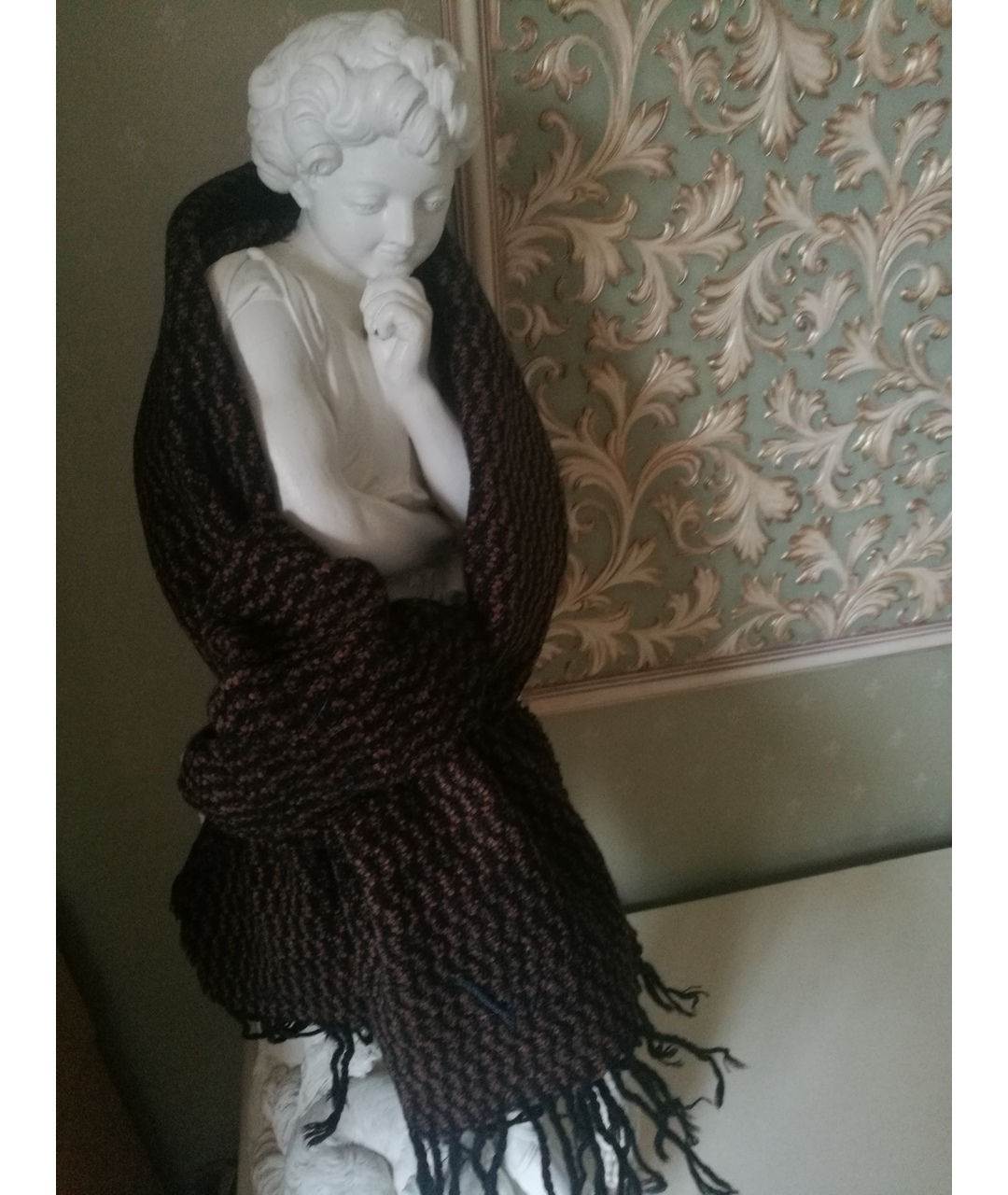 VALENTINO Коричневый шерстяной шарф, фото 4