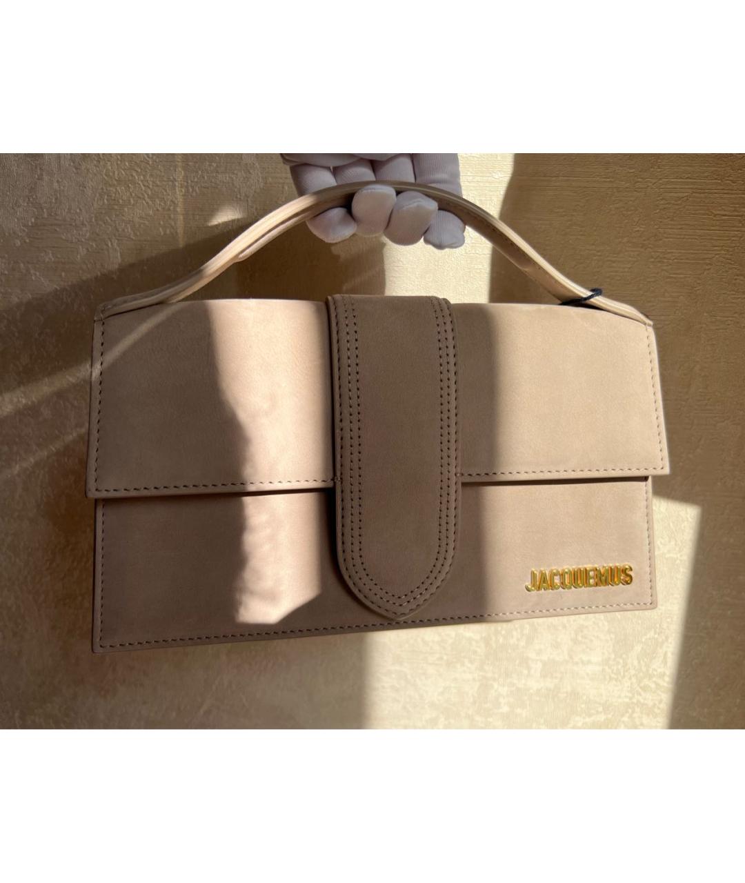 JACQUEMUS Бежевая замшевая сумка через плечо, фото 3