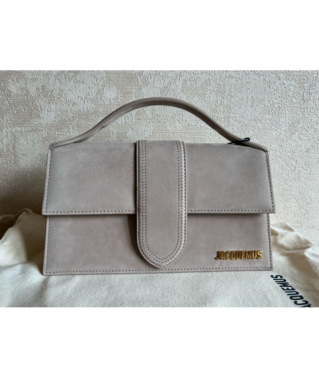 JACQUEMUS Бежевая замшевая сумка через плечо, фото 8