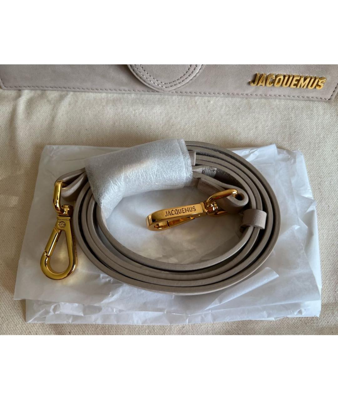 JACQUEMUS Бежевая замшевая сумка через плечо, фото 6