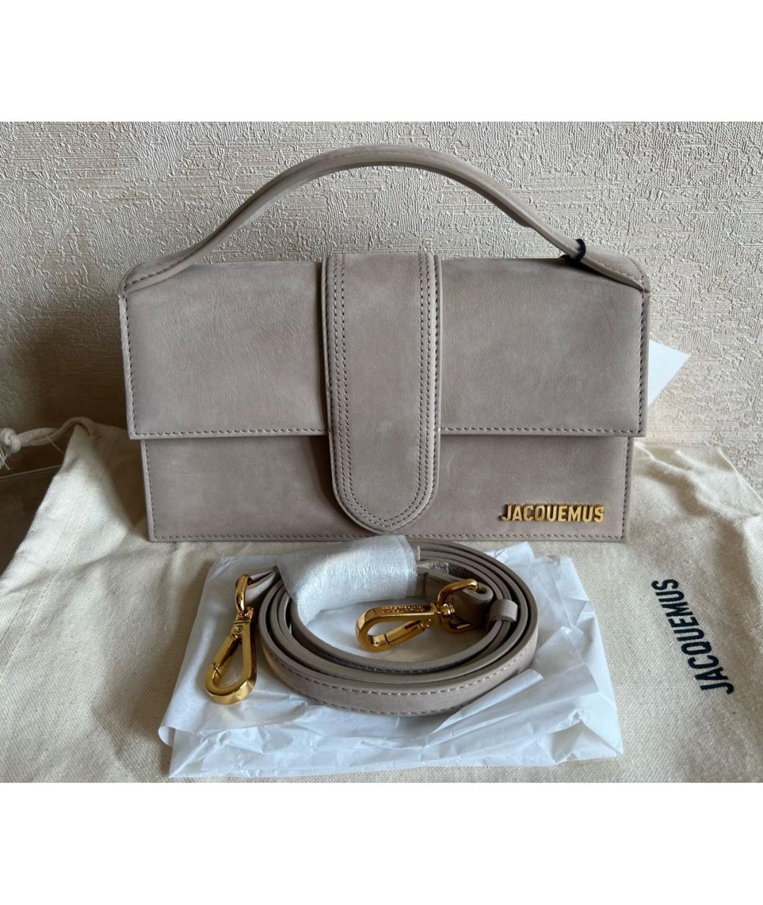 JACQUEMUS Бежевая замшевая сумка через плечо, фото 7