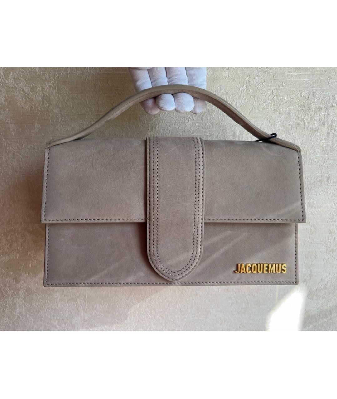 JACQUEMUS Бежевая замшевая сумка через плечо, фото 4