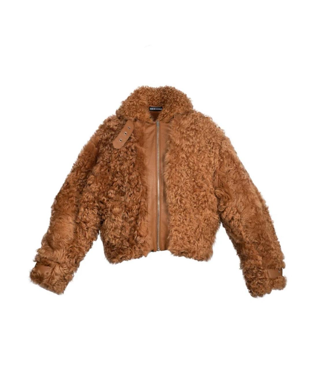 DAVID KOMA Горчичная меховая дубленка, фото 1