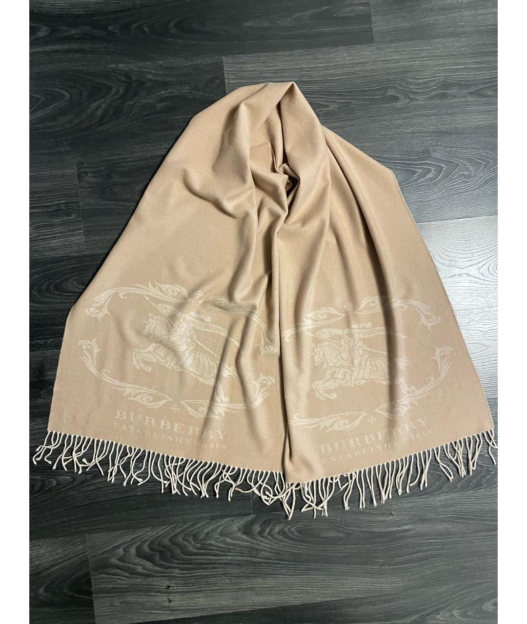 BURBERRY Бежевый кашемировый шарф, фото 7