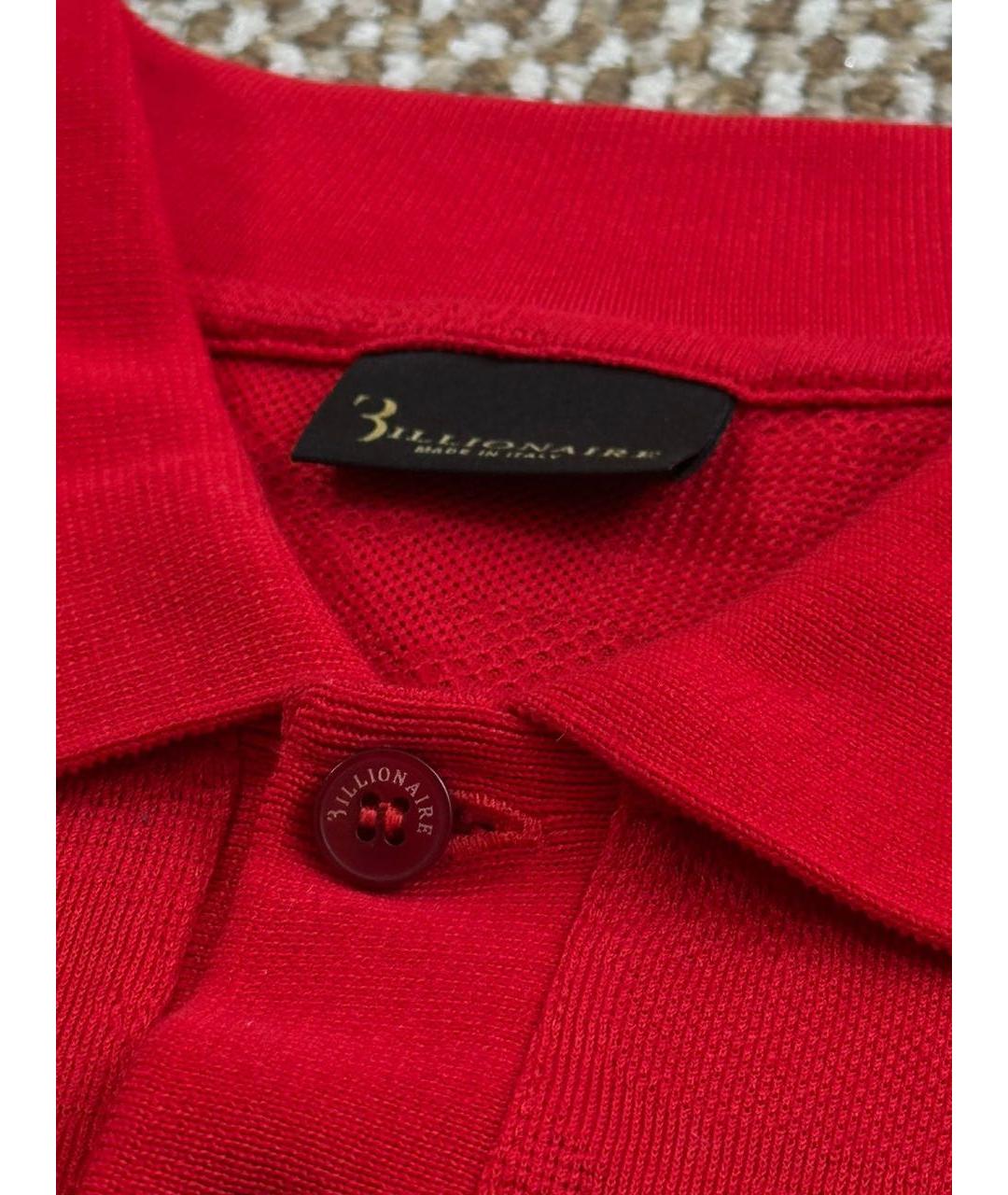 BILLIONAIRE Красное хлопковое поло с коротким рукавом, фото 5