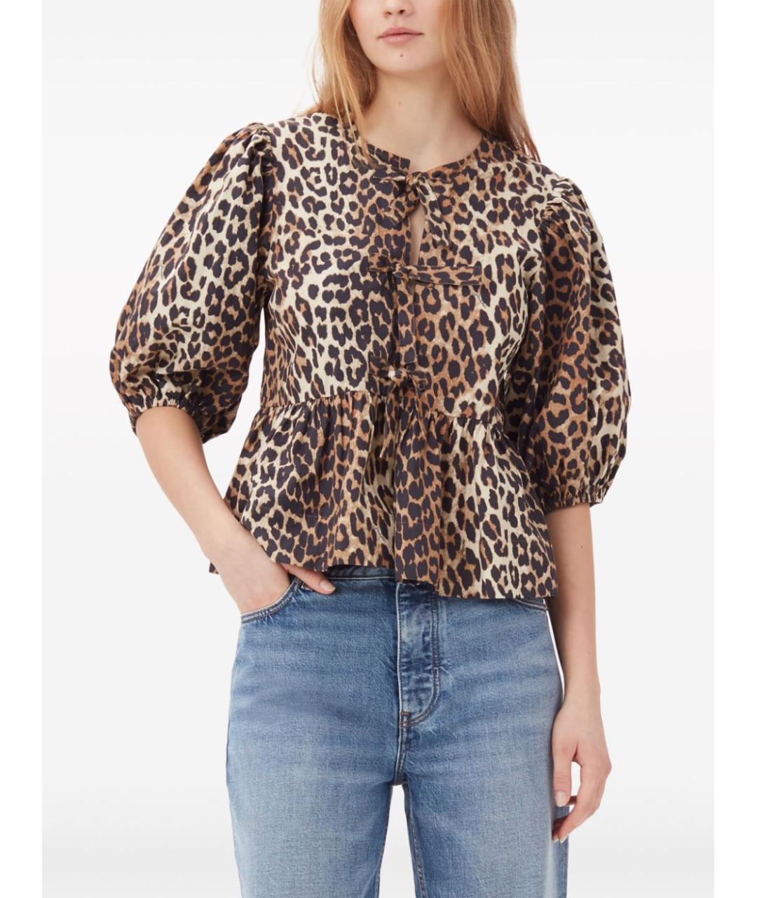 GANNI Коричневая хлопковая рубашка, фото 5