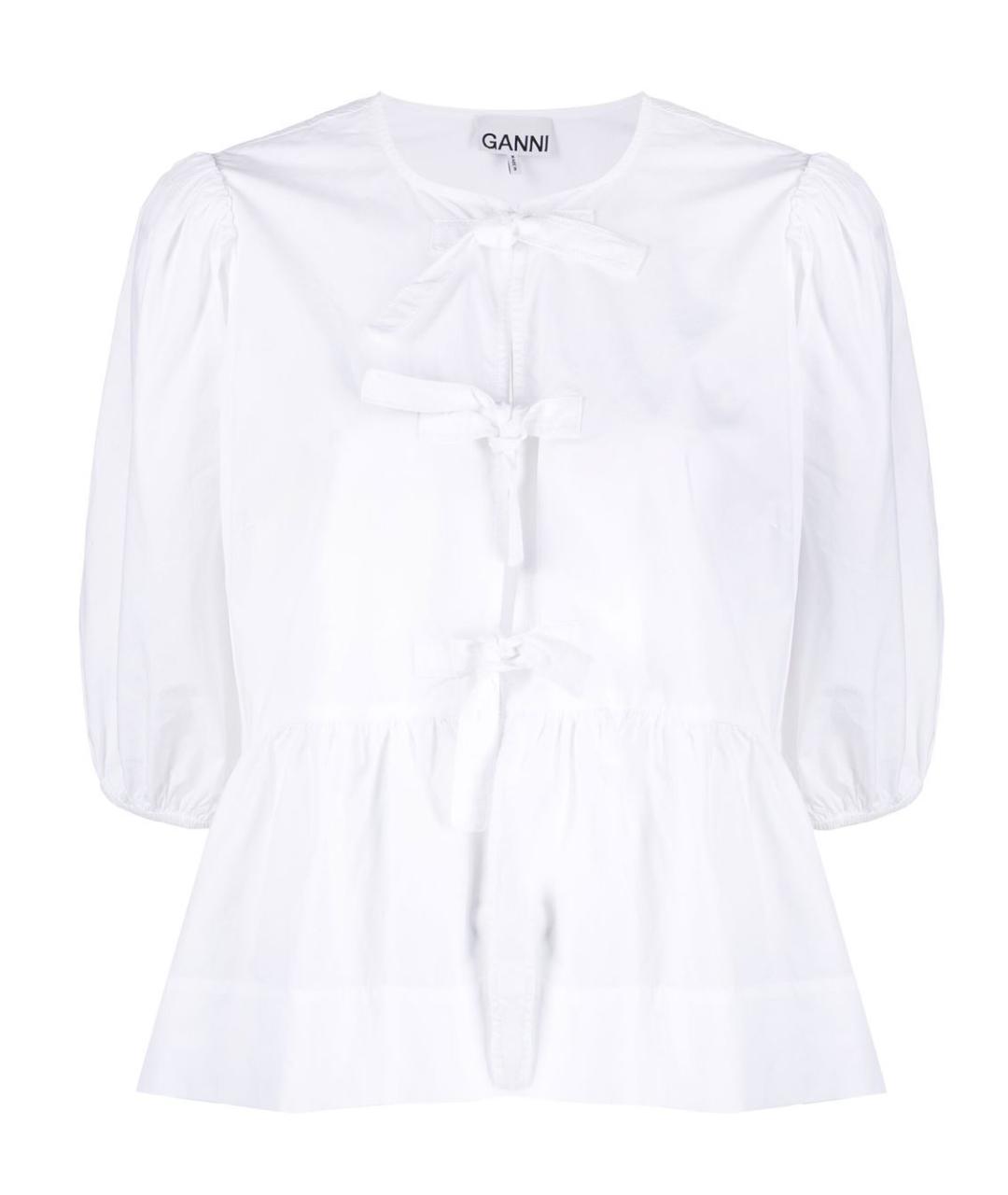 GANNI Белая хлопковая рубашка, фото 1