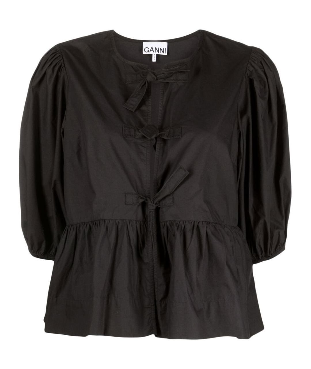 GANNI Черная хлопковая майка, фото 1