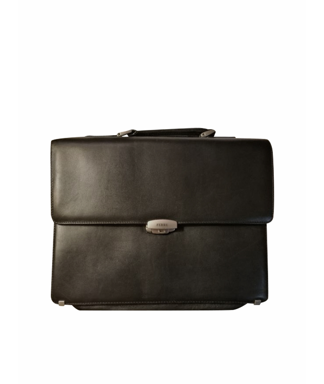 GIANFRANCO FERRE VINTAGE Черный кожаный портфель, фото 1