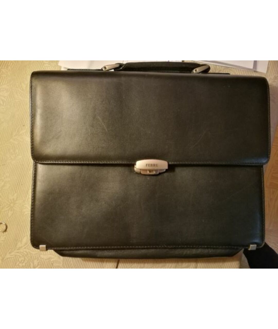 GIANFRANCO FERRE VINTAGE Черный кожаный портфель, фото 7