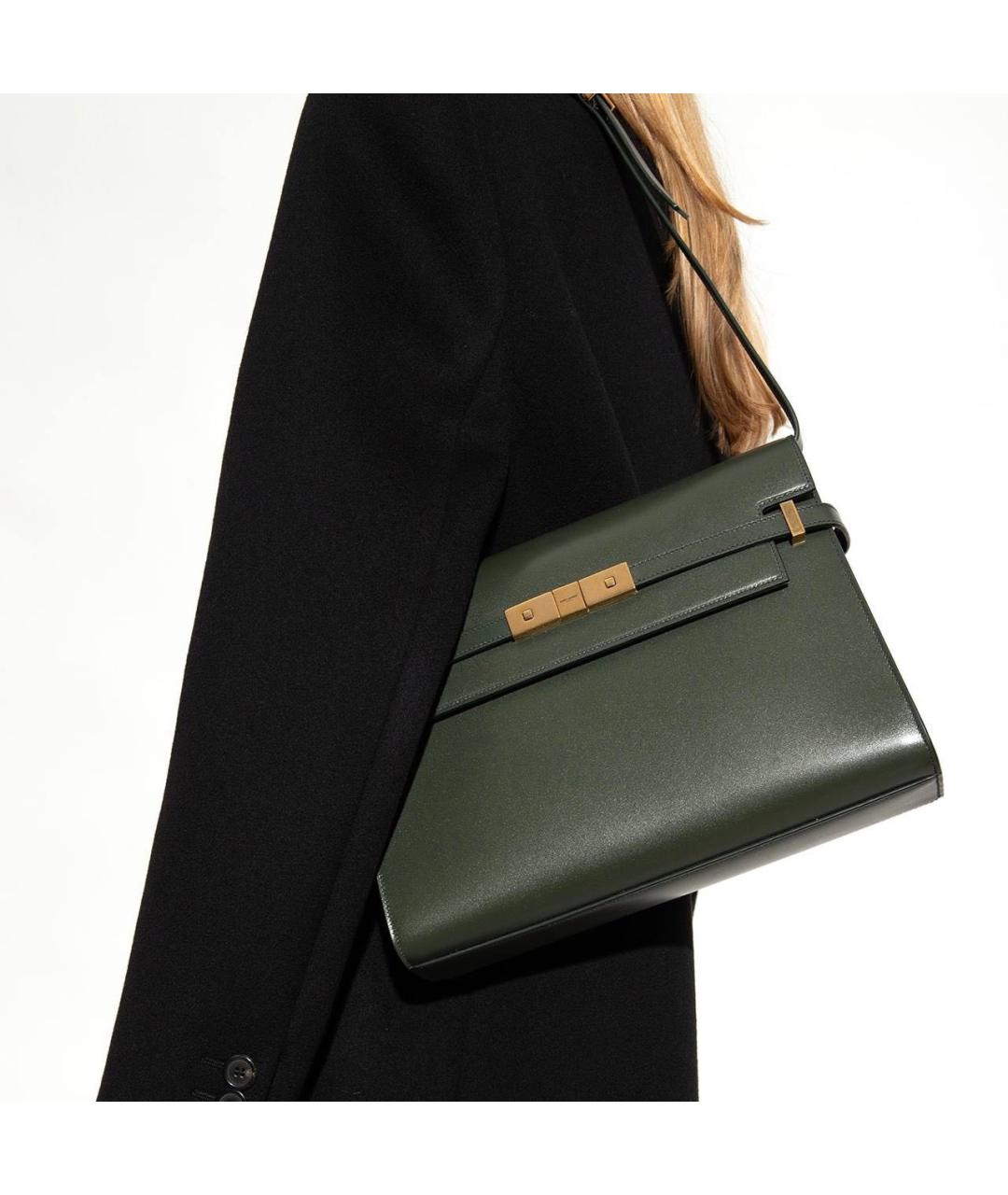 SAINT LAURENT Зеленая кожаная сумка через плечо, фото 3