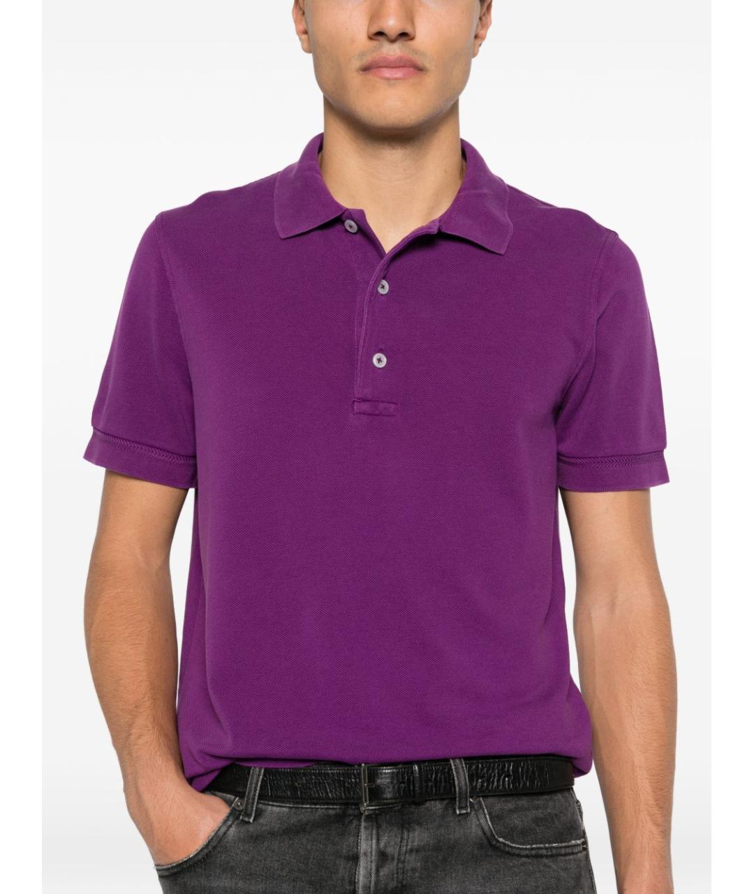 TOM FORD Фиолетовое хлопковое поло с коротким рукавом, фото 3