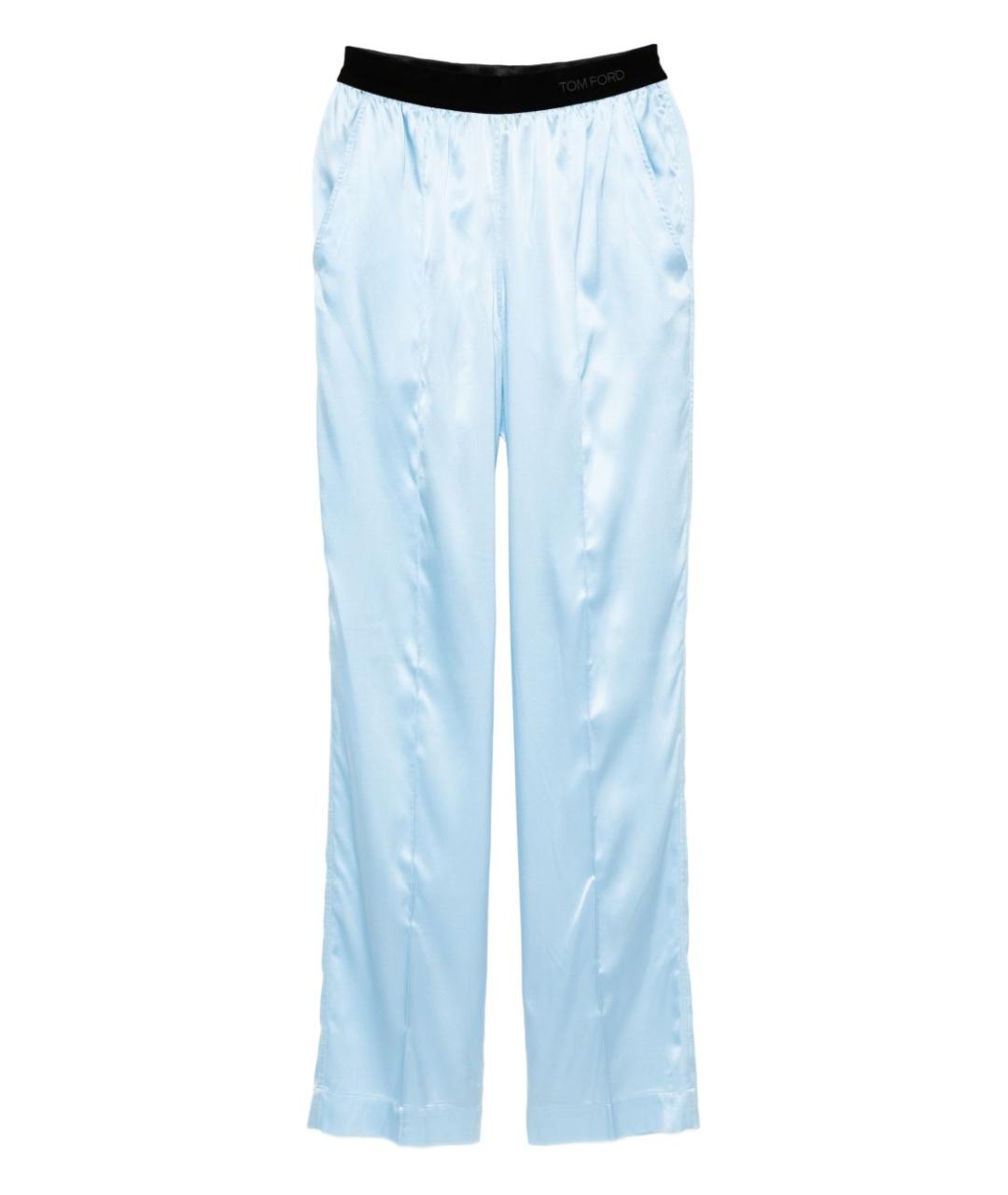 TOM FORD Голубые шелковые прямые брюки, фото 1