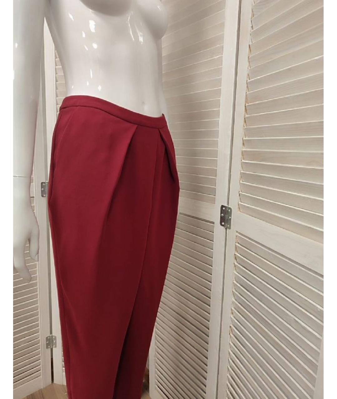 ICEBERG Бордовые полиэстеровые прямые брюки, фото 4