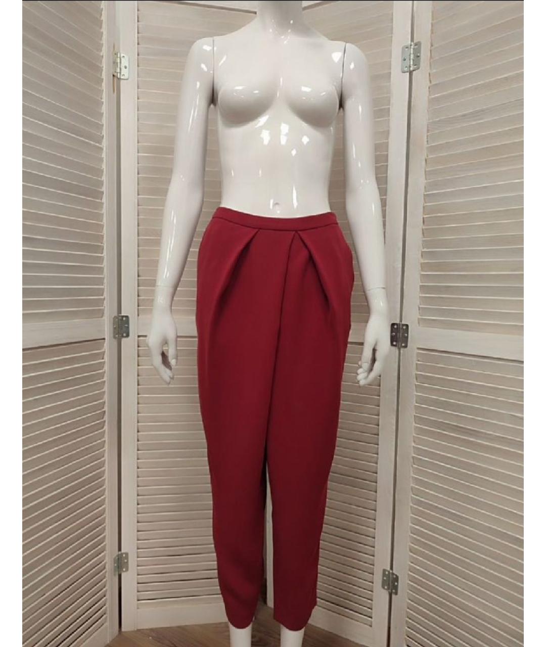 ICEBERG Бордовые полиэстеровые прямые брюки, фото 10
